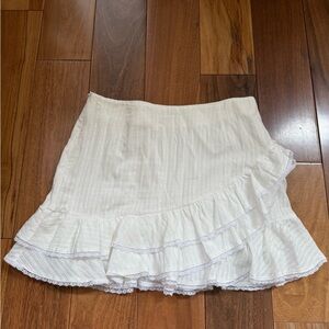 Blue Blush Cream & White Ruffled Mini Skirt